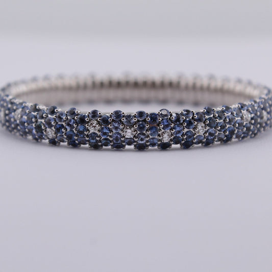 Blue Sapphire and Diamond Stretch Bracelet