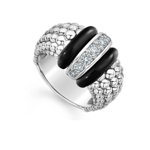 Black Ceramic with Diamond Ring