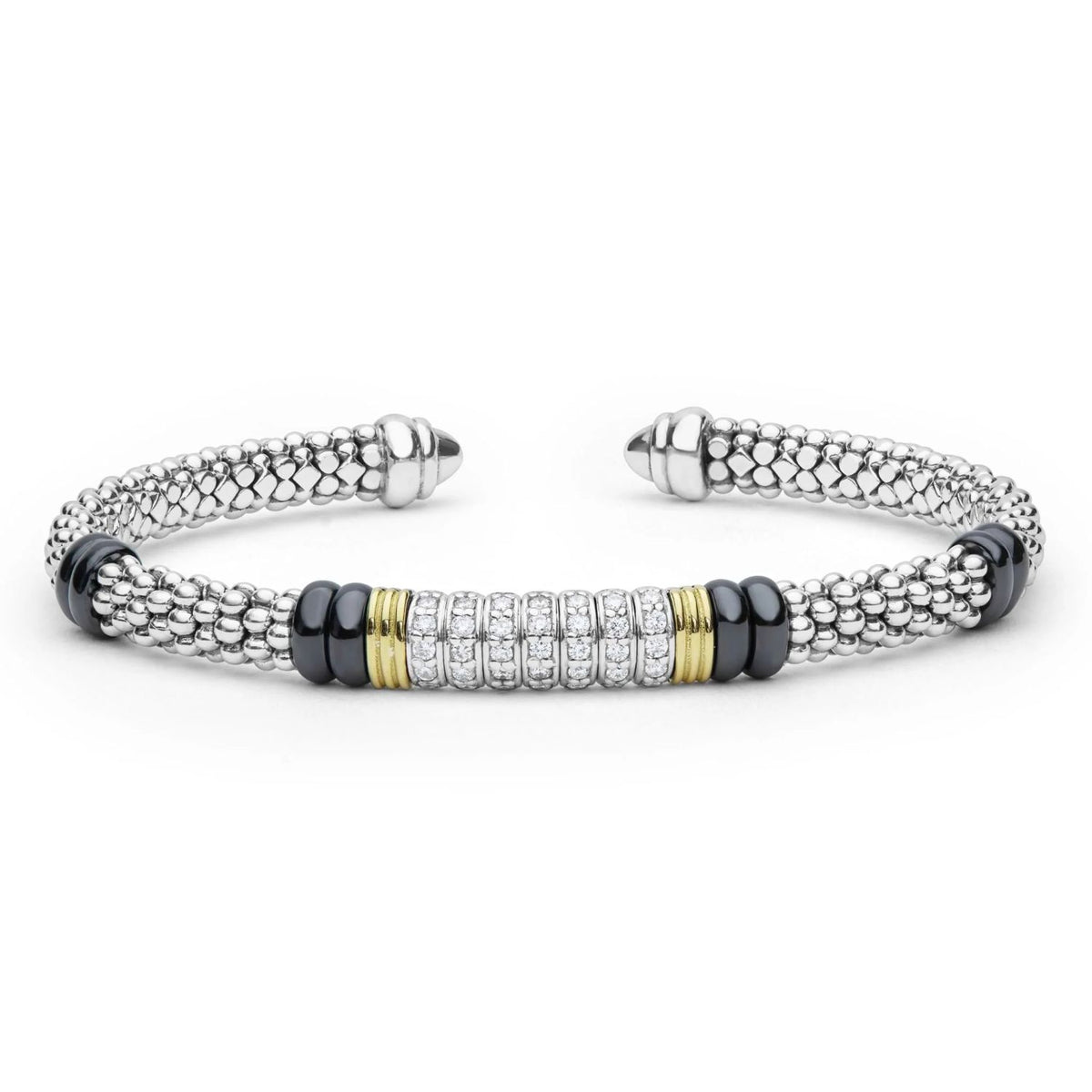 Black Caviar Diamond Station Versa Torque Bracelet