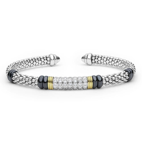 Black Caviar Diamond Station Versa Torque Bracelet