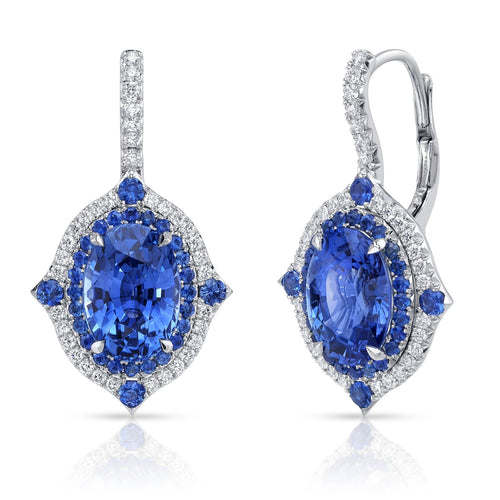 Duet Collection Sri Lankan Blue Sapphire & Diamond Drop Earrings