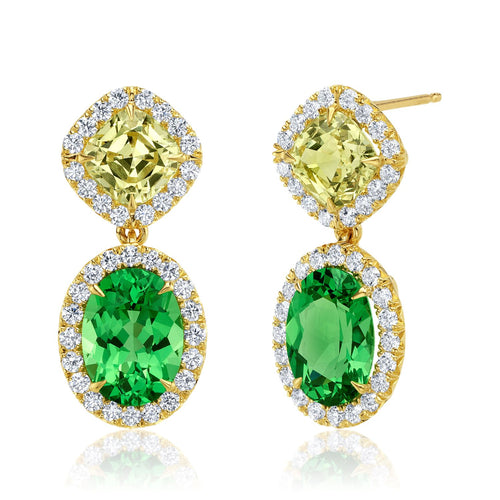 Dore Collection Tsavorite & Chrysoberyl with Accent Diamond Earrings