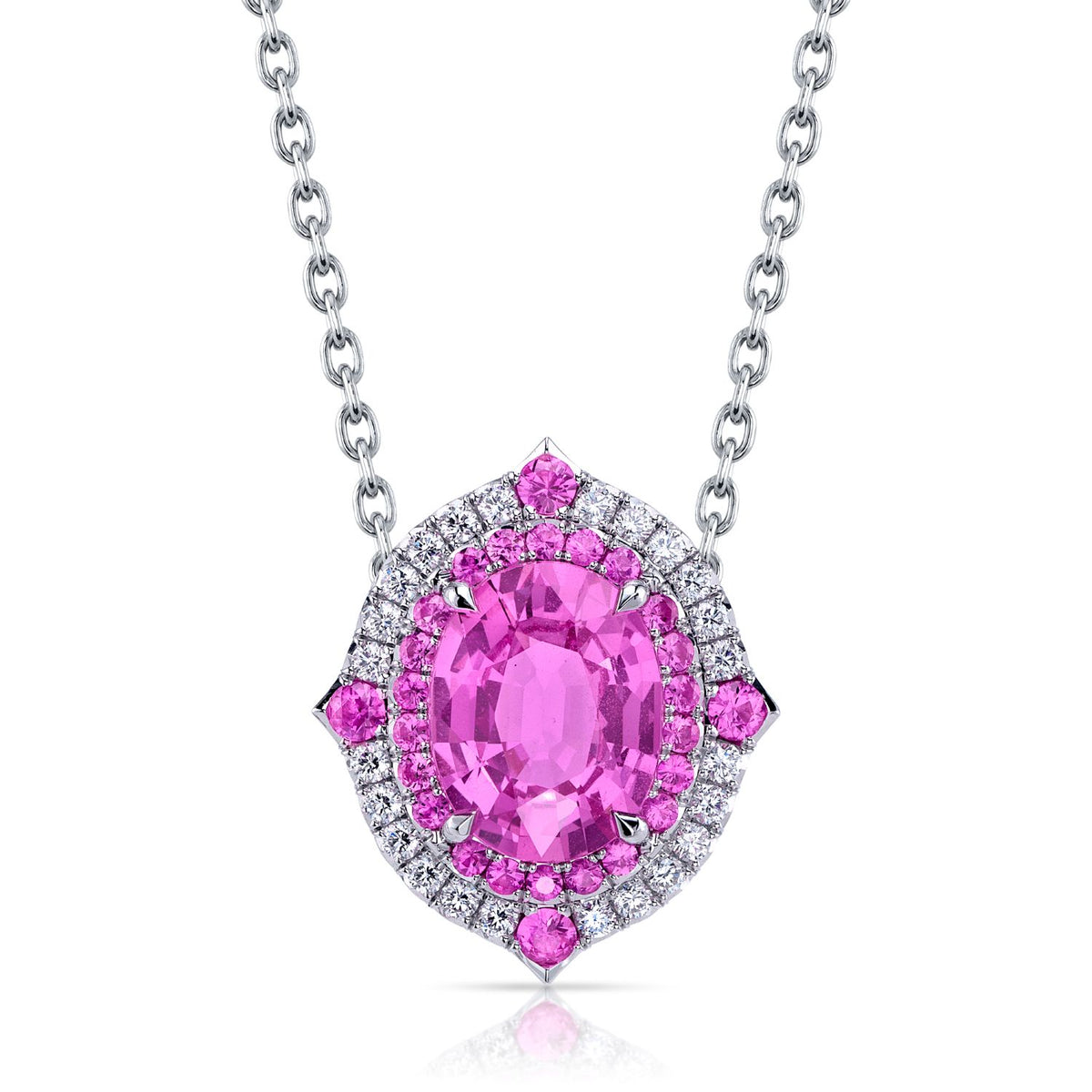 Duet Collection Pink Sapphire & Diamond Necklace