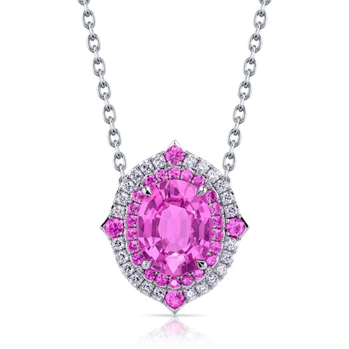 Duet Collection Pink Sapphire & Diamond Necklace