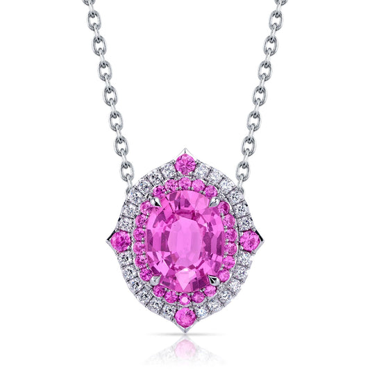 Duet Collection Pink Sapphire & Diamond Necklace