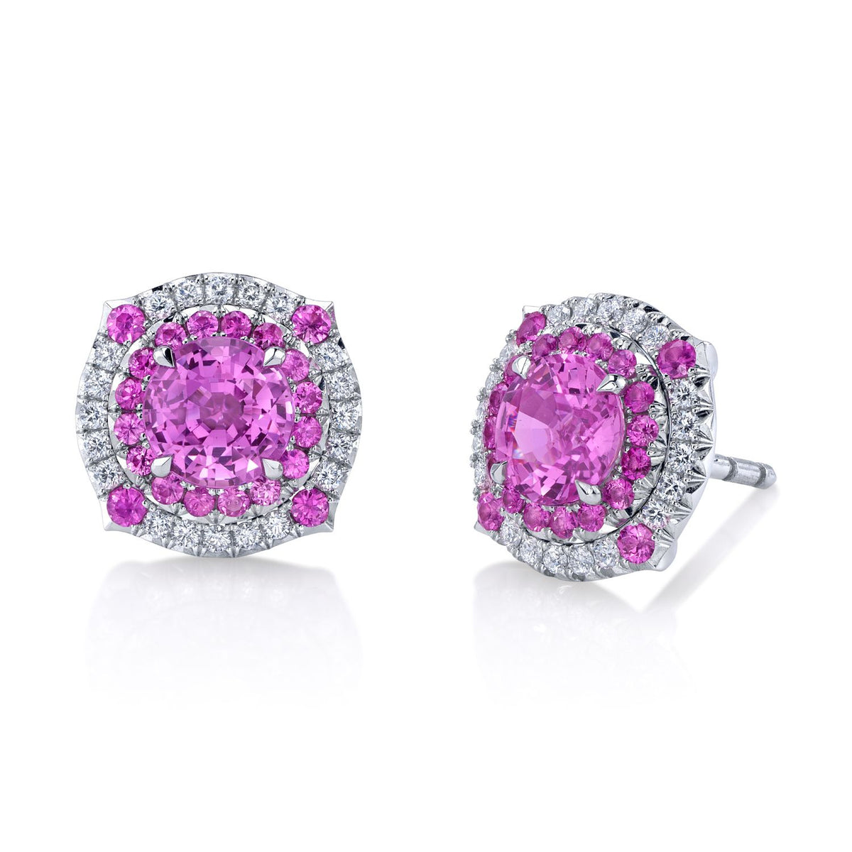 Duet Collection Pink Sapphire & DIamond Earrings