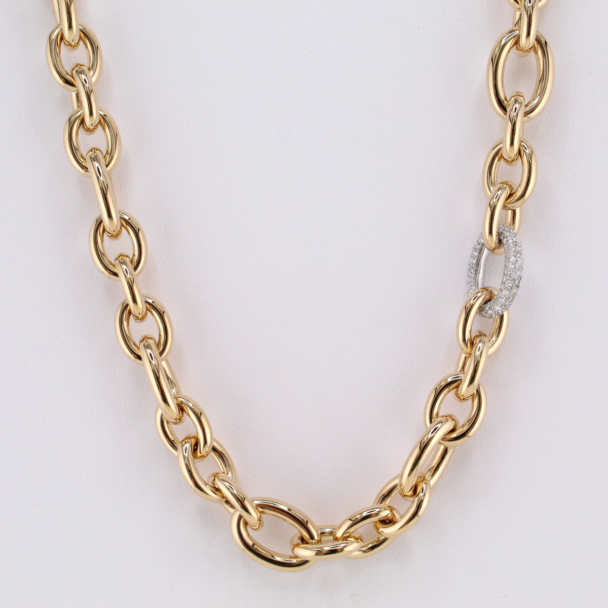 Italian Made Link Necklace with Diamond Link