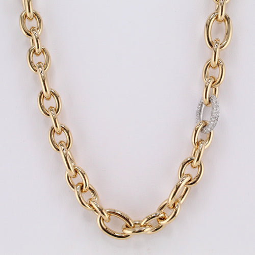 Italian Made Link Necklace with Diamond Link