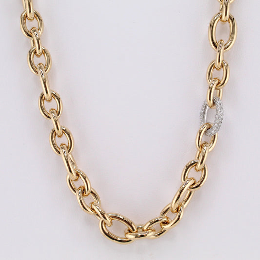 Italian Made Link Necklace with Diamond Link