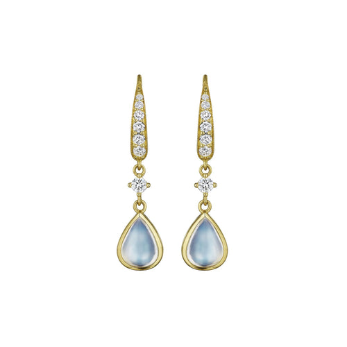 Moonstone and Diamond Earrings