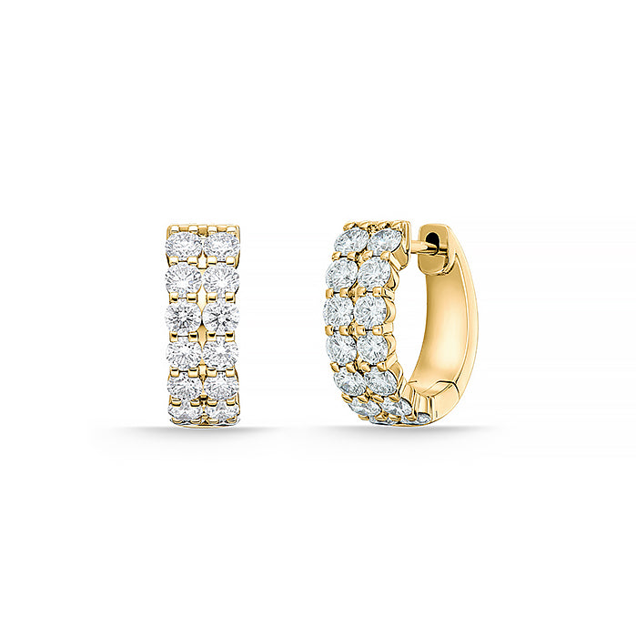 Petite Prong Collection Double Row Diamond Hoops