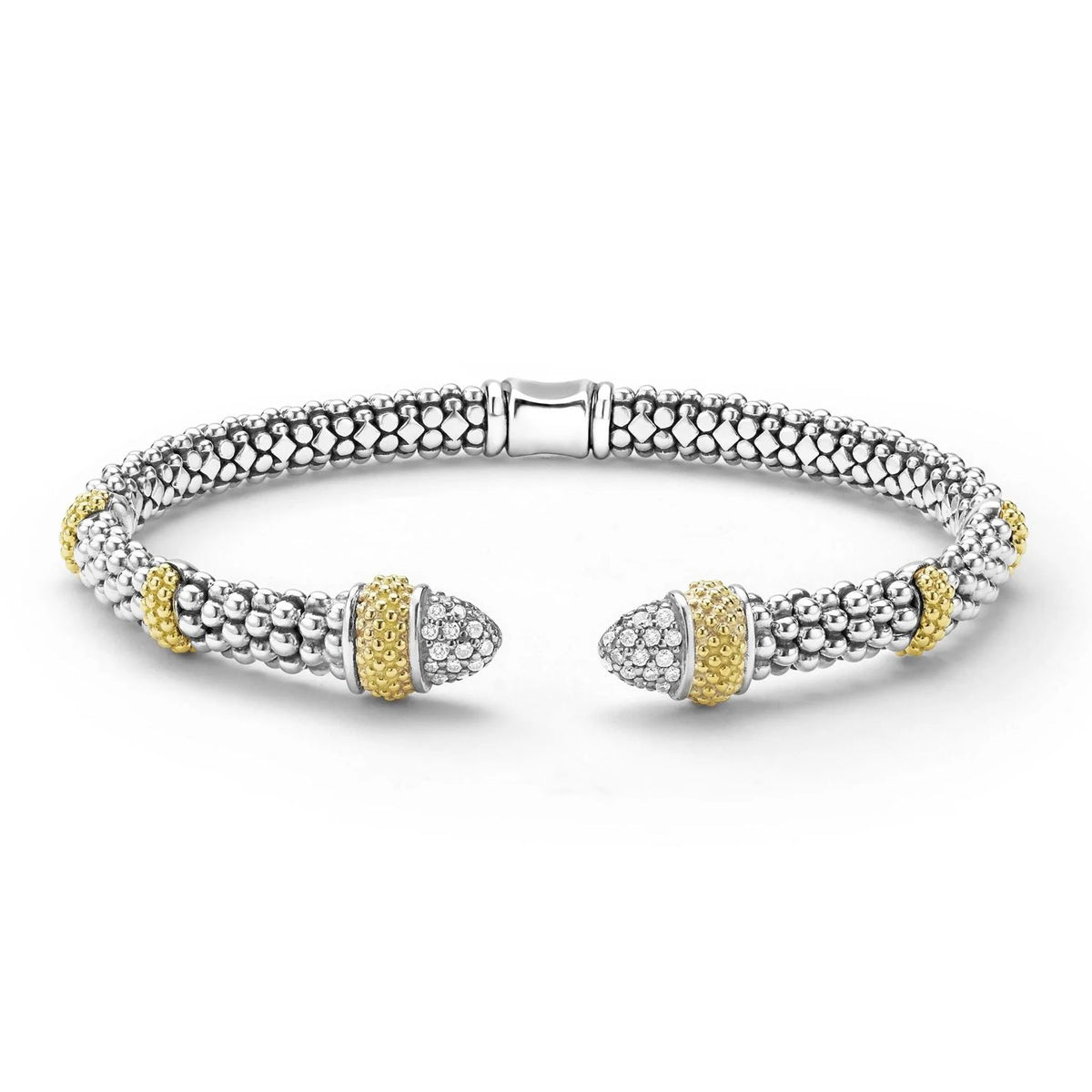 Two-Tone Caviar Diamond Versa Torque Bracelet
