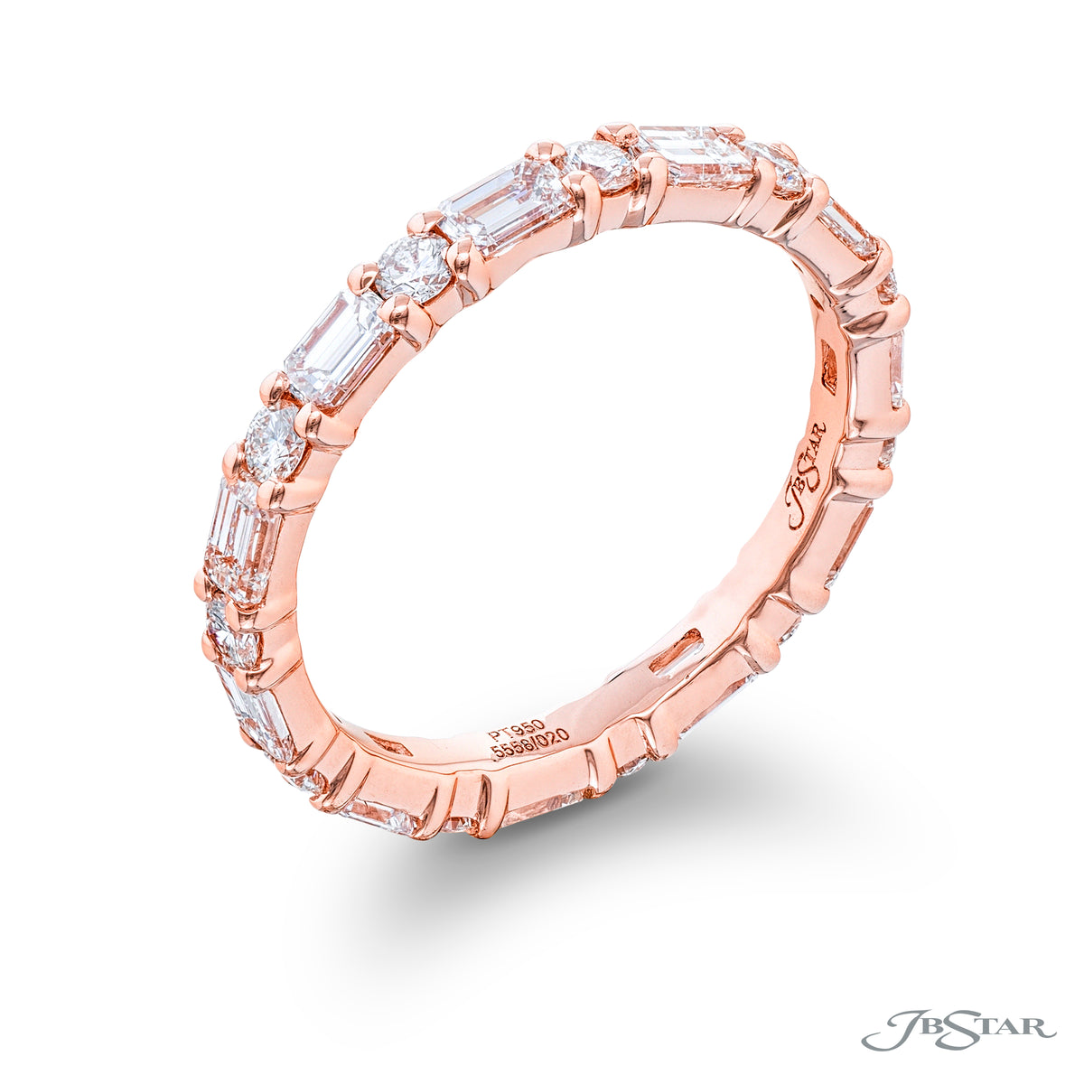 Emerald and Round Cut Diamond Eternity Band