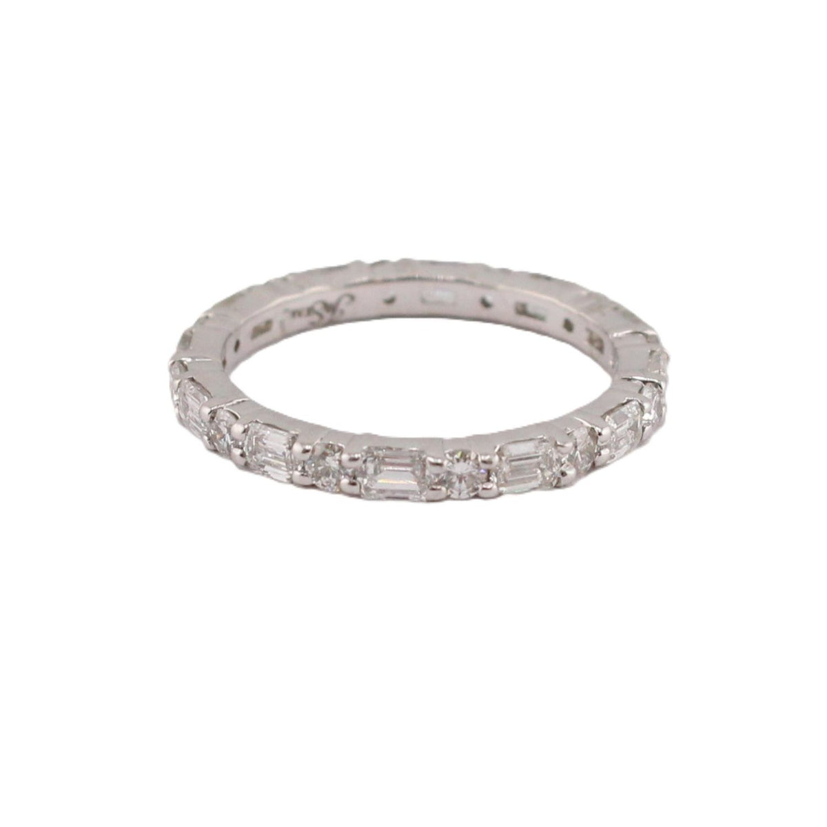Emerald & Round Cut Diamond Eternity Band