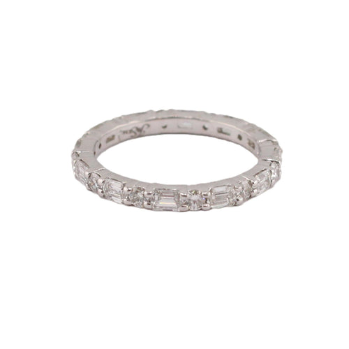 Emerald & Round Cut Diamond Eternity Band