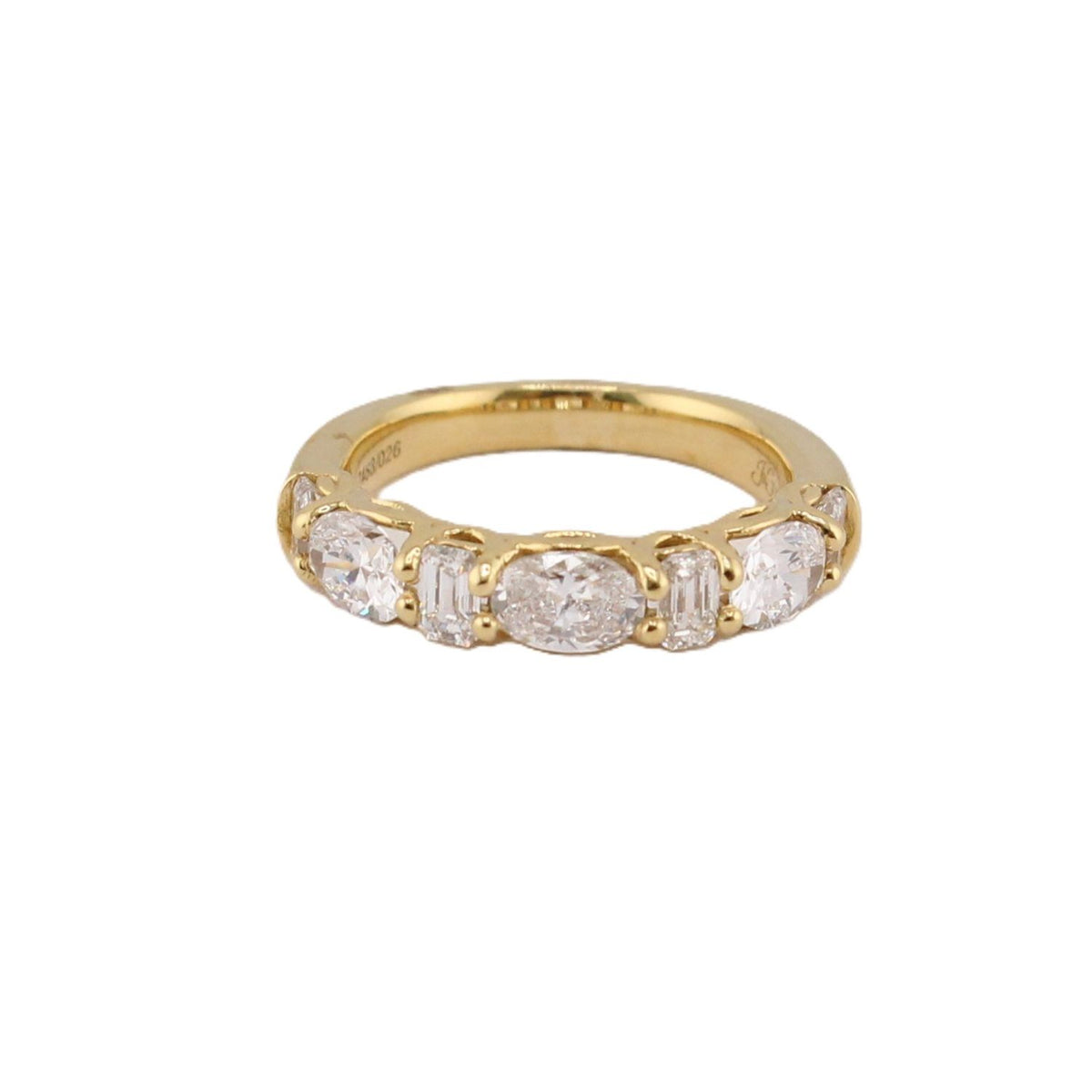 Emerald & Oval Cut Diamond Band
