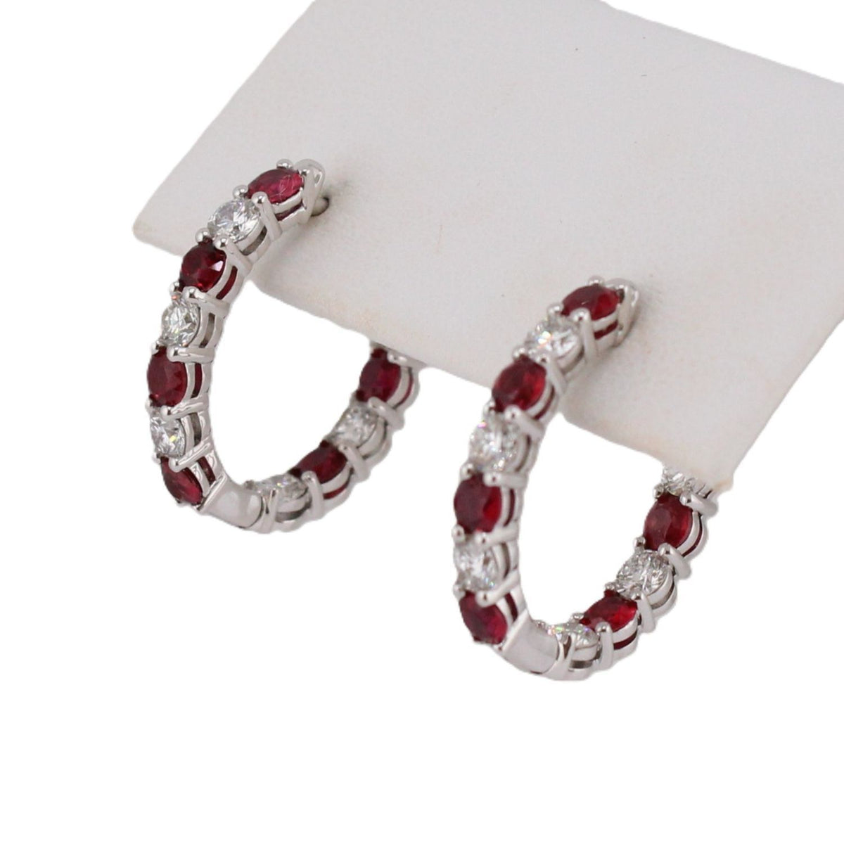 Ruby & Diamond Oval Hoops