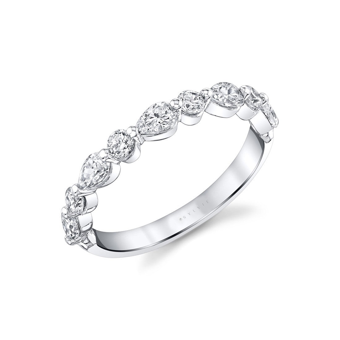 Unique Pear & Round Diamond Wedding Band