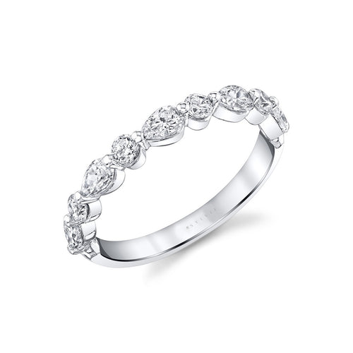 Unique Pear & Round Diamond Wedding Band