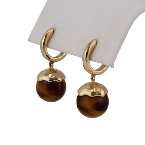 Orb Collection Tiger Eye Drop Earrings