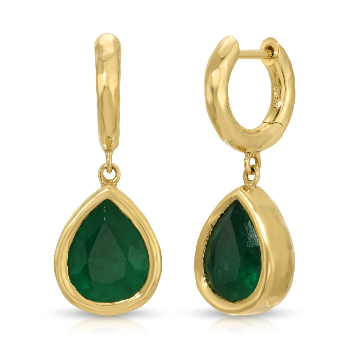 Hidden Gem Pear Cut Emerald Drop Earrings