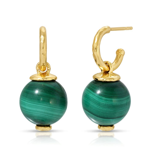 Orb Collection Malachite and Diamond Drop Earrings
