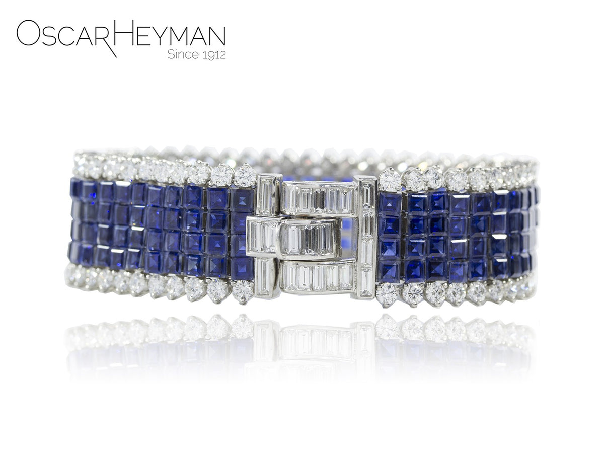 Invisible Set Blue Sapphire & Diamond Bracelet