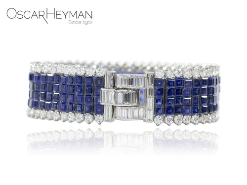 Invisible Set Blue Sapphire & Diamond Bracelet
