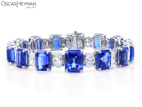 Certified Blue Sapphire & Diamond Bracelet