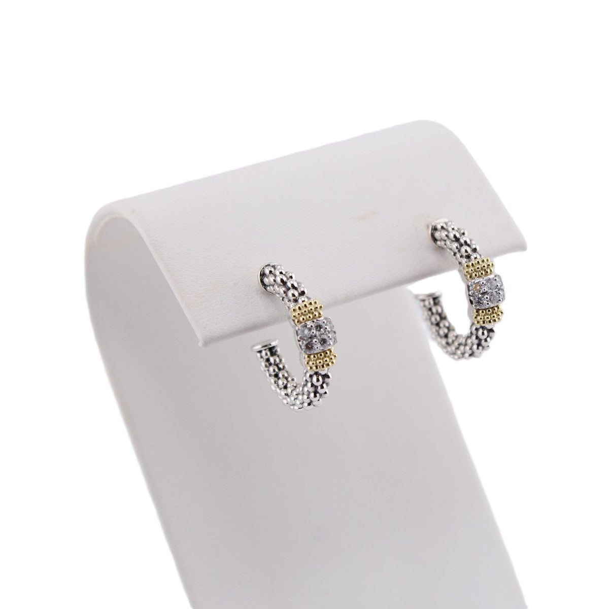 Signature Caviar Two-Tone Diamond Hoop Earrings