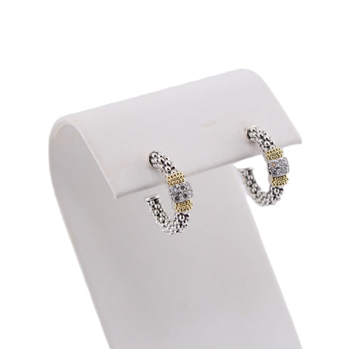 Signature Caviar Two-Tone Diamond Hoop Earrings