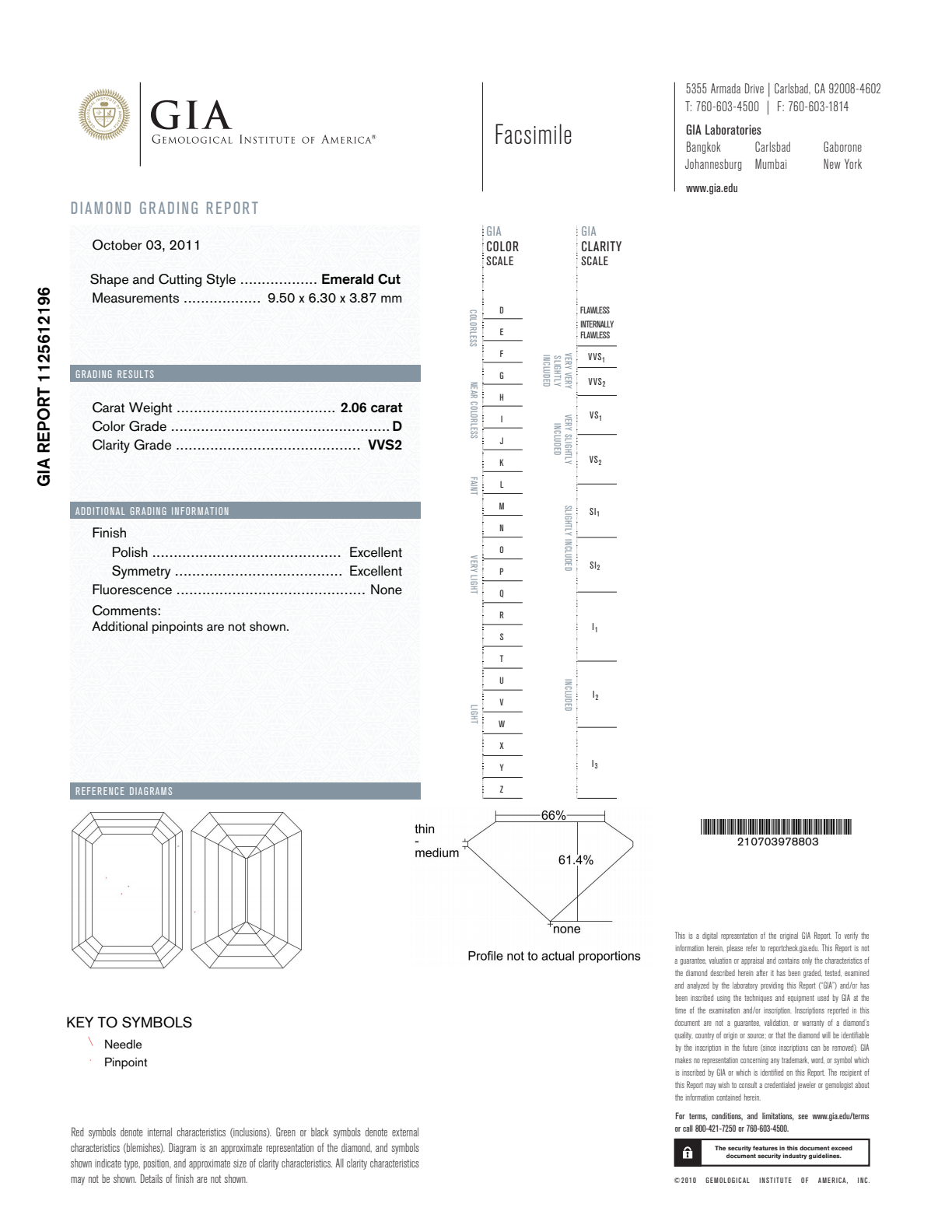 D-VVS2 GIA    #1125612196    EX / EX
