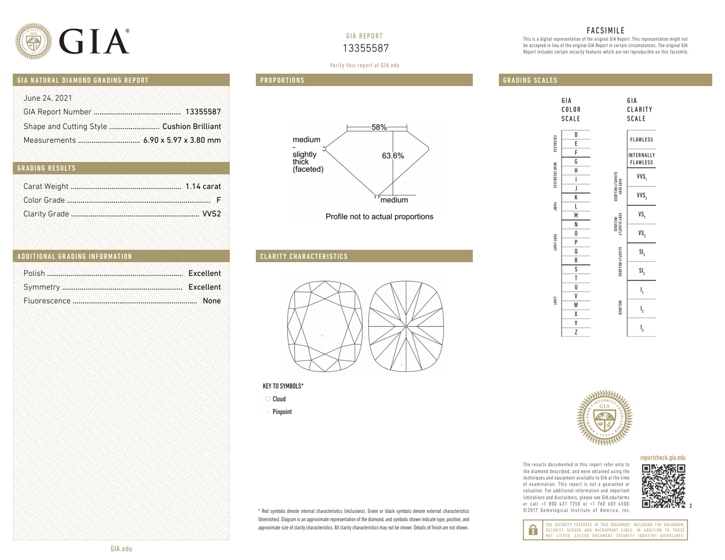 F-VVS2 GIA    #13355587     EX / EX