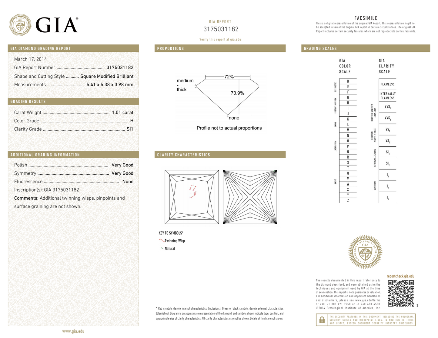 CUT H-SI1 GIA #3175031182   V.G. / V.G.