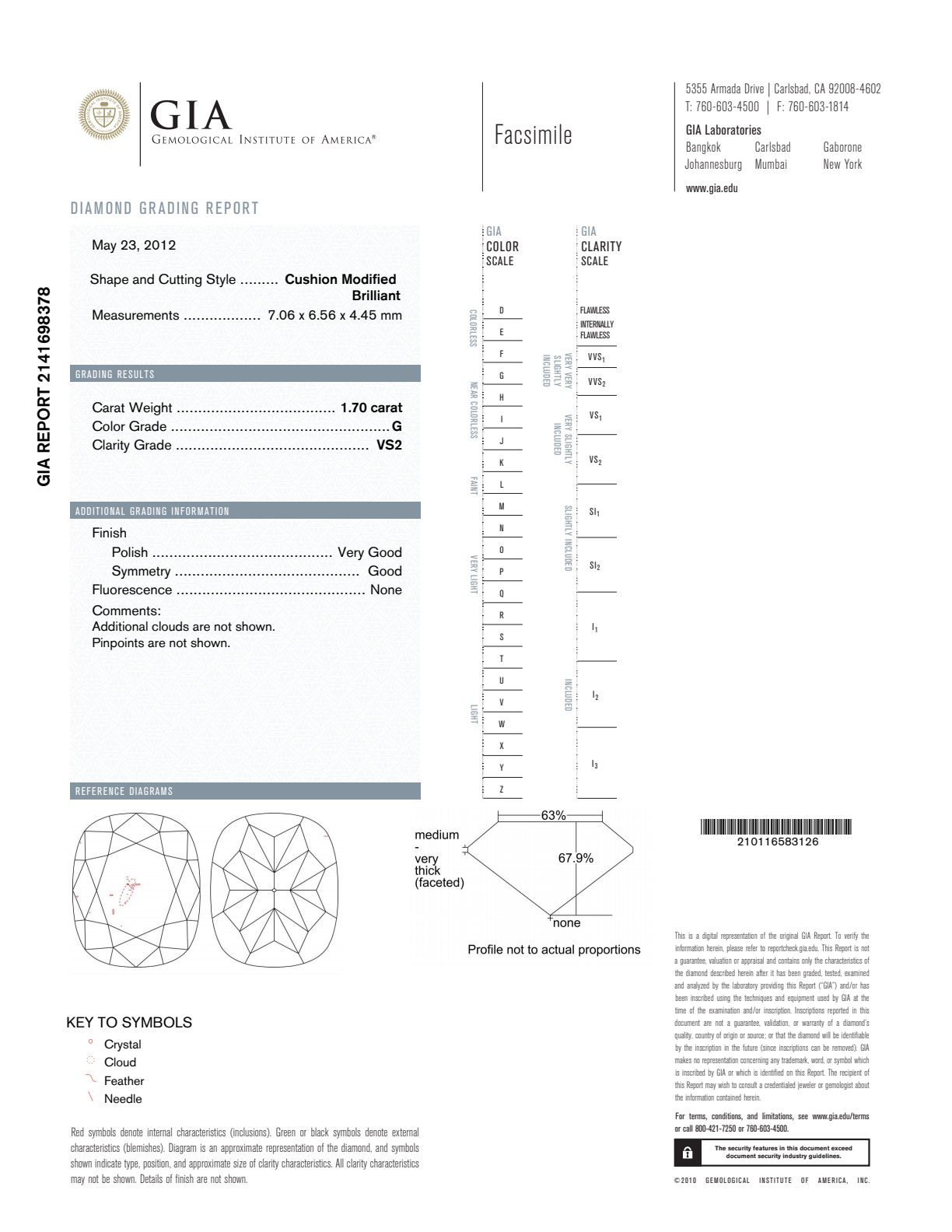 G-VS2 GIA     #2141698378   V.G. / G