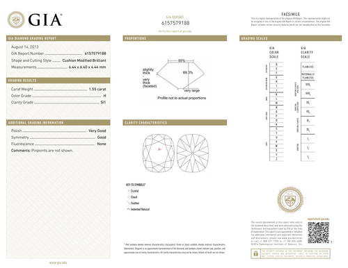 H-SI1 GIA     #6157579188    V.G. / G
