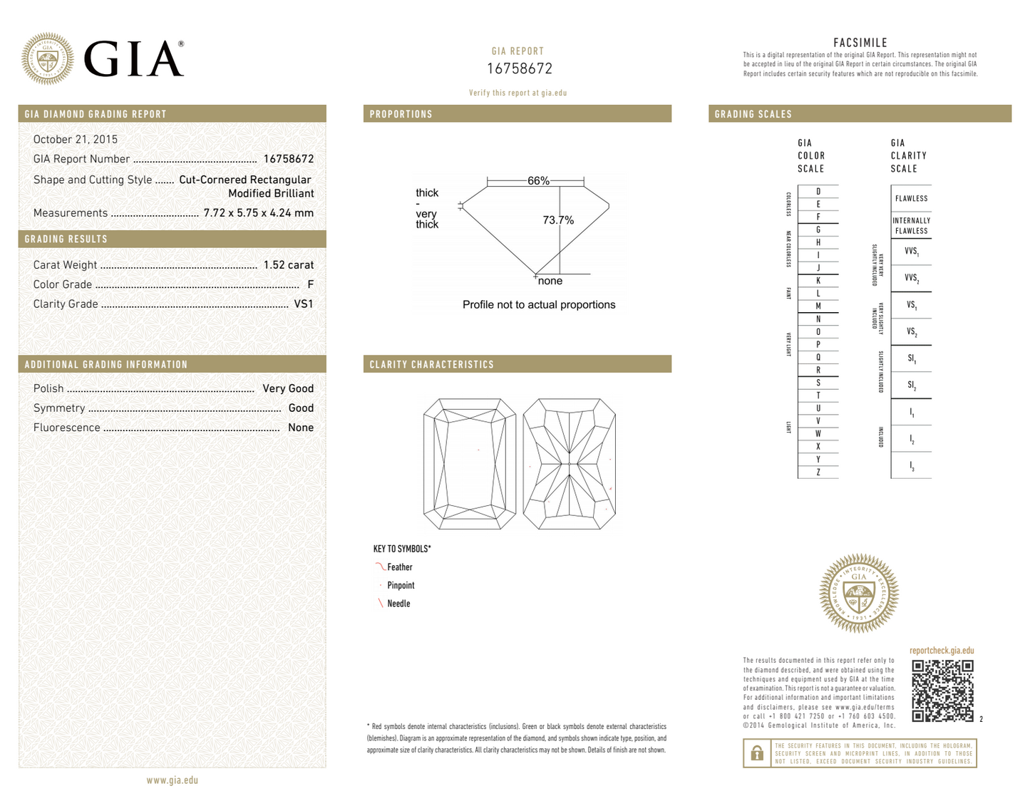 F-VS1 GIA     #16758672     V.G. / G