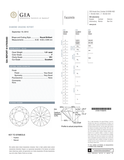 F-VS1 GIA     #6147925483   EX / V.G./V.G