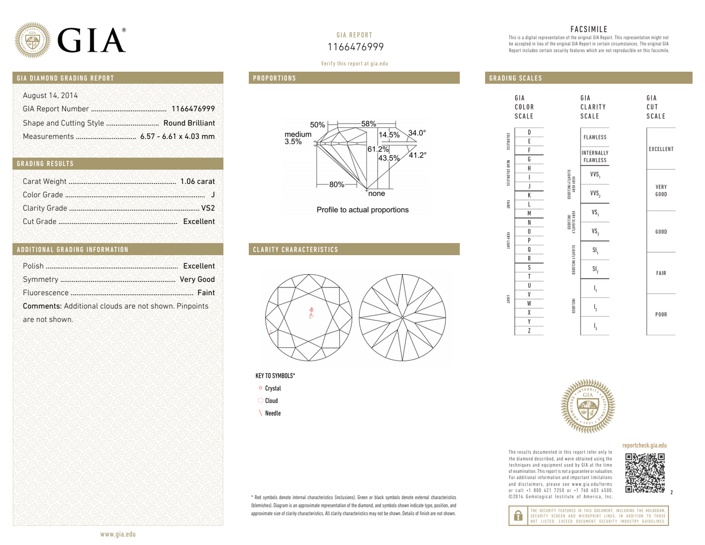 J-VS2 GIA     #1166476999   EX / EX /V.G.