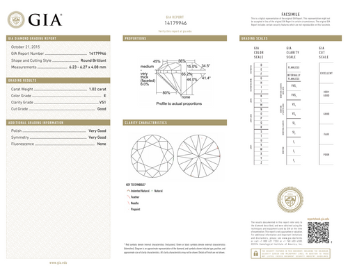 E-VS1 GIA     #14179946     G /V.G./V.G.