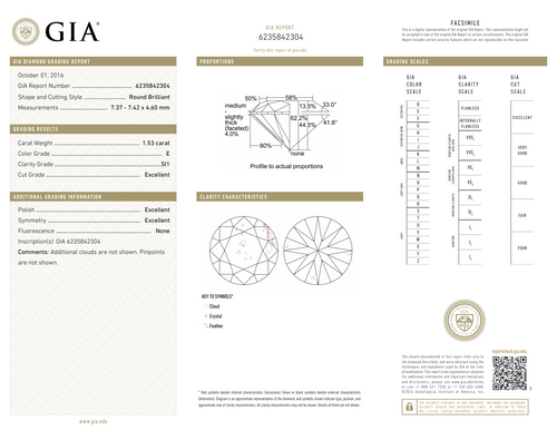 E-SI1 GIA     #6235842304   EX / EX / EX