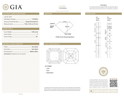 CUT F-SI1 GIA #17492026      V.G. / V.G.