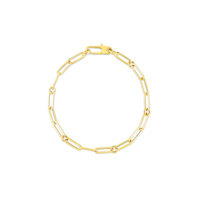 Designer Gold Paperclip & Round Link Bracelet