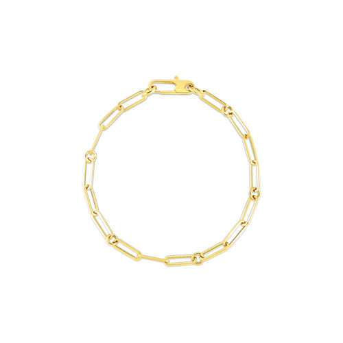 Designer Gold Paperclip & Round Link Bracelet