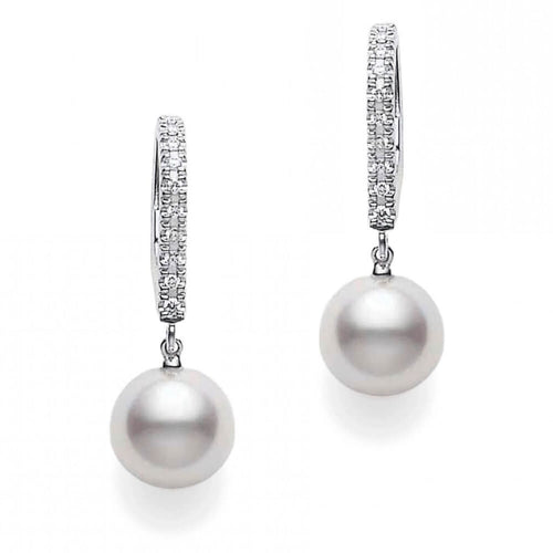 Akoya Diamond Dangle Hoop Earrings