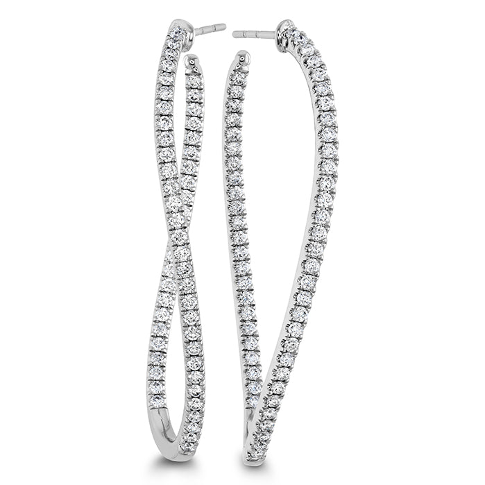 Shared Prong Twist Diamond Hoop Earrings
