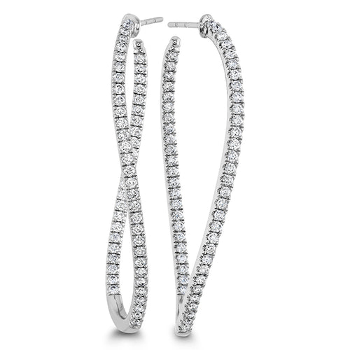 Shared Prong Twist Diamond Hoop Earrings