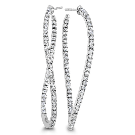 Shared Prong Twist Diamond Hoop Earrings