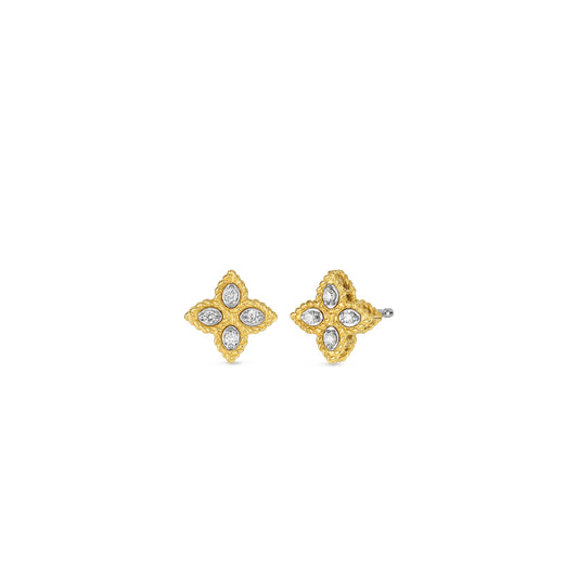 Princess Flower Diamond Stud Earrings