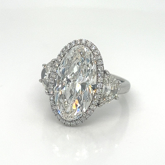 GIA Certified Movál® Diamond Ring with Diamond Halo and Half Moon Cut Sides